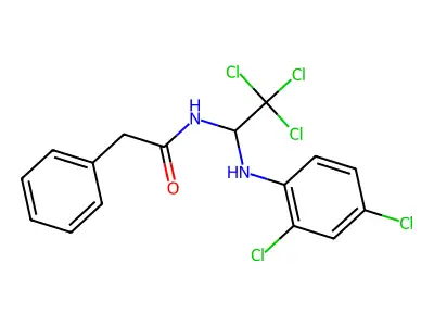 2-phenyl-N-{2,2,2-trichloro-1-[(2,4-dichlorophenyl)amino]ethyl}acetamide structure