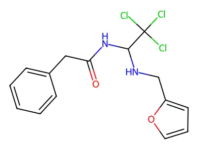 2-phenyl-N-(2,2,2-trichloro-1-((furan-2-ylmethyl)amino)ethyl)acetamide structure