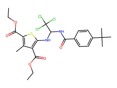 2,4-DIETHYL 5-({1-[(4-TERT-BUTYLPHENYL)FORMAMIDO]-2,2,2-TRICHLOROETHYL}AMINO)-3-METHYLTHIOPHENE-2,4-DICARBOXYLATE structure