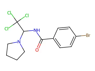 4-bromo-N-(2,2,2-trichloro-1-(pyrrolidin-1-yl)ethyl)benzamide structure