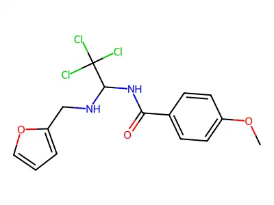 4-methoxy-N-[2,2,2-trichloro-1-(furan-2-ylmethylamino)ethyl]benzamide structure