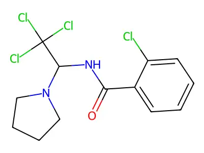 2-chloro-N-(2,2,2-trichloro-1-pyrrolidin-1-ylethyl)benzamide structure