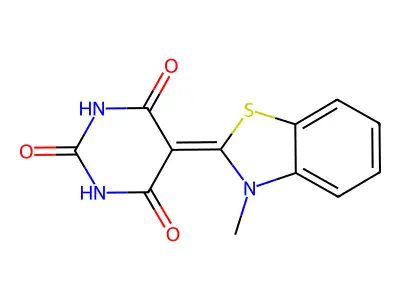 5-(3-methyl-1,3-benzothiazol-2(3H)-ylidene)pyrimidine-2,4,6(1H,3H,5H)-trione structure