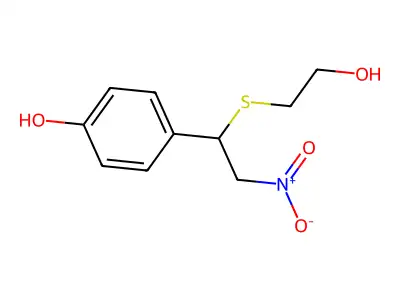 4-{1-[(2-Hydroxyethyl)sulfanyl]-2-nitroethyl}phenol structure