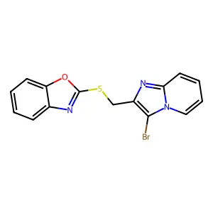 2-(((3-Bromoimidazo[1,2-a]pyridin-2-yl)methyl)thio)benzo[d]oxazole structure