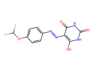 5-(2-(4-(difluoromethoxy)phenyl)hydrazono)pyrimidine-2,4,6(1H,3H,5H)-trione structure