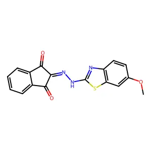 2-(2-(6-methoxybenzo[d]thiazol-2-yl)hydrazono)-1H-indene-1,3(2H)-dione structure