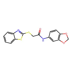 N-(1,3-benzodioxol-5-yl)-2-(1,3-benzothiazol-2-ylsulfanyl)acetamide structure