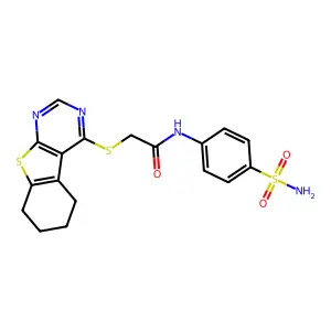N-(4-sulfamoylphenyl)-2-(5,6,7,8-tetrahydro[1]benzothieno[2,3-d]pyrimidin-4-ylsulfanyl)acetamide structure
