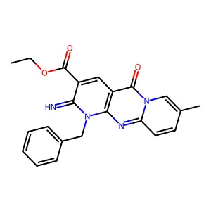 ethyl 1-benzyl-2-imino-8-methyl-5-oxo-2,5-dihydro-1H-dipyrido[1,2-a:2',3'-d]pyrimidine-3-carboxylate structure