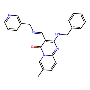 2-(benzylamino)-7-methyl-3-(pyridin-3-ylmethyliminomethyl)pyrido[1,2-a]pyrimidin-4-one structure
