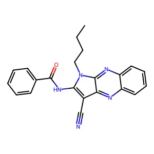 N-(1-butyl-3-cyanopyrrolo[3,2-b]quinoxalin-2-yl)benzamide structure