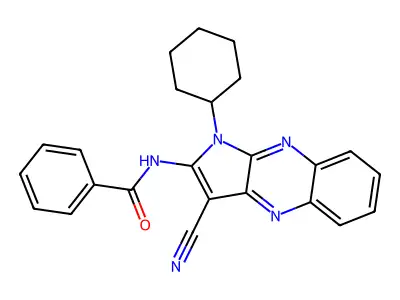 N-(3-cyano-1-cyclohexyl-1H-pyrrolo[2,3-b]quinoxalin-2-yl)benzamide structure