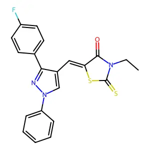 3-Ethyl-5-[[3-(4-fluorophenyl)-1-phenyl-1H-pyrazol-4-yl]methylene]-2-thioxo-4-thiazolidinone structure