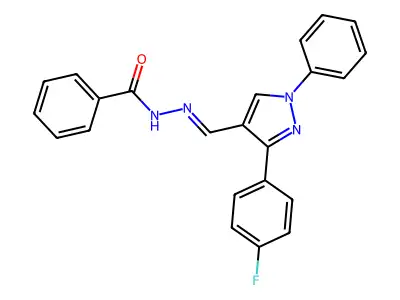 N-[[3-(4-fluorophenyl)-1-phenylpyrazol-4-yl]methylideneamino]benzamide structure