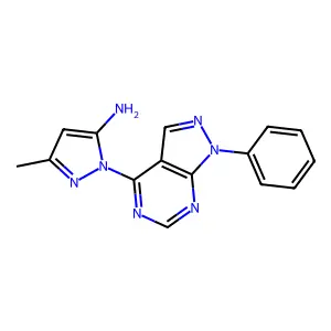 3-methyl-1-(1-phenyl-1H-pyrazolo[3,4-d]pyrimidin-4-yl)-1H-pyrazol-5-amine structure