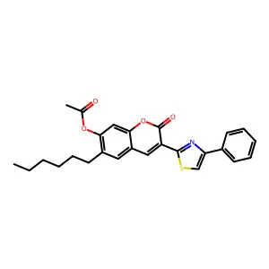 6-hexyl-2-oxo-3-(4-phenyl-1,3-thiazol-2-yl)-2H-chromen-7-yl acetate structure
