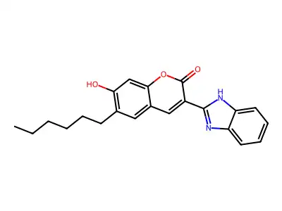 3-(1H-1,3-benzodiazol-2-yl)-6-hexyl-7-hydroxy-2H-chromen-2-one structure