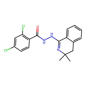 2,4-dichloro-N'-(3,3-dimethyl-3,4-dihydroisoquinolin-1-yl)benzohydrazide structure