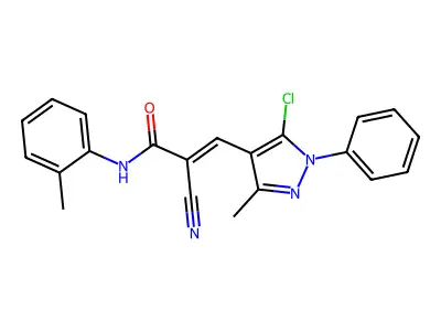 (E)-3-(5-chloro-3-methyl-1-phenylpyrazol-4-yl)-2-cyano-N-(2-methylphenyl)prop-2-enamide structure
