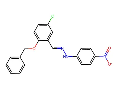 N-[(E)-(5-chloro-2-phenylmethoxyphenyl)methylideneamino]-4-nitroaniline structure