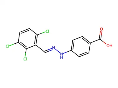 (E)-4-(2-(2,3,6-trichlorobenzylidene)hydrazinyl)benzoic acid structure