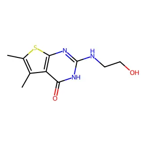 2-((2-hydroxyethyl)amino)-5,6-dimethylthieno[2,3-d]pyrimidin-4(3H)-one structure