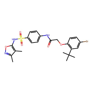2-(4-bromo-2-tert-butylphenoxy)-N-(4-{[(3,4-dimethyl-5-isoxazolyl)amino]sulfonyl}phenyl)acetamide structure