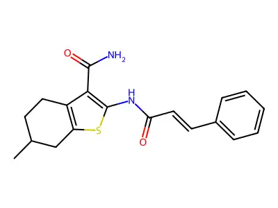 2-(Cinnamoylamino)-6-methyl-4,5,6,7-tetrahydro-1-benzothiophene-3-carboxamide structure