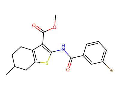 METHYL 2-(3-BROMOBENZAMIDO)-6-METHYL-4,5,6,7-TETRAHYDRO-1-BENZOTHIOPHENE-3-CARBOXYLATE structure