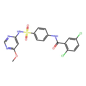 2,5-dichloro-N-(4-(N-(6-methoxypyrimidin-4-yl)sulfamoyl)phenyl)benzamide structure