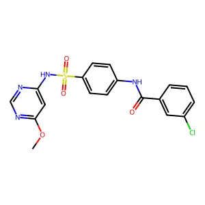 3-chloro-N-(4-(N-(6-methoxypyrimidin-4-yl)sulfamoyl)phenyl)benzamide structure