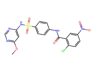 2-chloro-N-{4-[(6-methoxypyrimidin-4-yl)sulfamoyl]phenyl}-5-nitrobenzamide structure