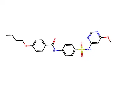 4-butoxy-N-(4-(N-(6-methoxypyrimidin-4-yl)sulfamoyl)phenyl)benzamide structure