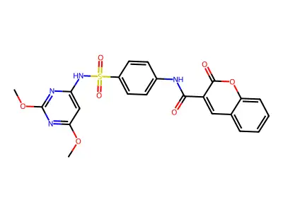 N-{4-[(2,6-dimethoxypyrimidin-4-yl)sulfamoyl]phenyl}-2-oxo-2H-chromene-3-carboxamide structure
