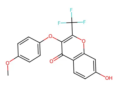 7-hydroxy-3-(4-methoxyphenoxy)-2-(trifluoromethyl)-4H-chromen-4-one structure