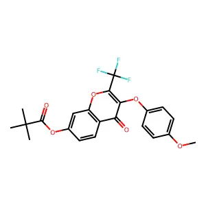 3-(4-methoxyphenoxy)-4-oxo-2-(trifluoromethyl)-4H-chromen-7-yl pivalate structure