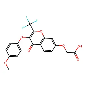 {[3-(4-methoxyphenoxy)-4-oxo-2-(trifluoromethyl)-4H-chromen-7-yl]oxy}acetic acid structure