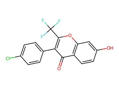 3-(4-chlorophenyl)-7-hydroxy-2-(trifluoromethyl)-4H-chromen-4-one structure