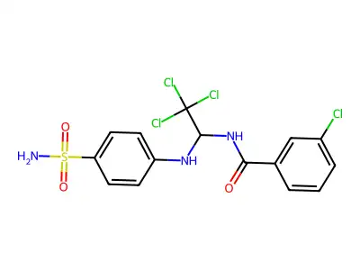 3-Chloro-N-(2,2,2-trichloro-1-((4-sulfamoylphenyl)amino)ethyl)benzamide structure