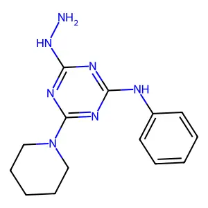 4-hydrazinyl-N-phenyl-6-(piperidin-1-yl)-1,3,5-triazin-2-amine structure