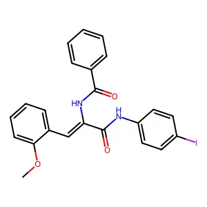 N-[(Z)-3-(4-iodoanilino)-1-(2-methoxyphenyl)-3-oxoprop-1-en-2-yl]benzamide structure