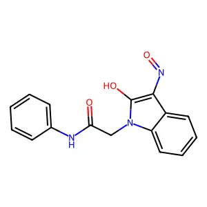 2-[(3E)-3-(hydroxyimino)-2-oxo-2,3-dihydro-1H-indol-1-yl]-N-phenylacetamide structure