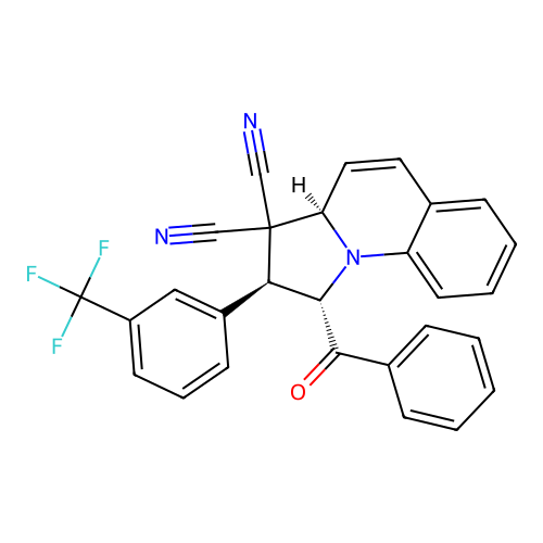 (1S,2S,3aR)-1-benzoyl-2-[3-(trifluoromethyl)phenyl]-2,3a-dihydro-1H-pyrrolo[1,2-a]quinoline-3,3-dicarbonitrile structure