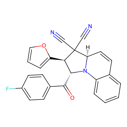 (1S,2S,3aR)-1-(4-fluorobenzoyl)-2-(furan-2-yl)-1,2-dihydropyrrolo[1,2-a]quinoline-3,3(3aH)-dicarbonitrile structure