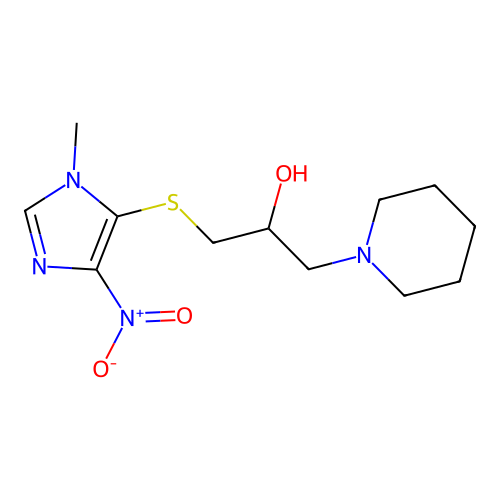 3-(1-Methyl-4-nitroimidazol-5-ylthio)-1-piperidylpropan-2-ol structure