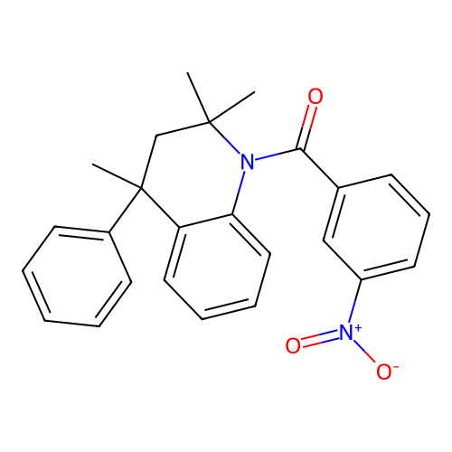 (3-nitrophenyl)(2,2,4-trimethyl-4-phenyl-3,4-dihydroquinolin-1(2H)-yl)methanone structure