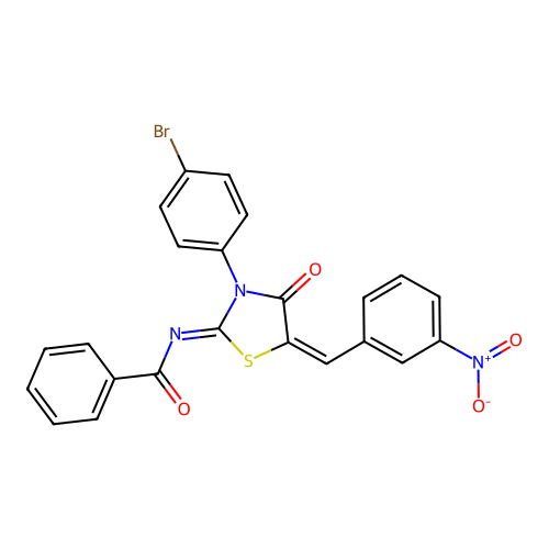N-(3-(4-BR-PH)-5-(3-Nitrobenzylidene)-4-oxo-1,3-thiazolidin-2-ylidene)benzamide structure