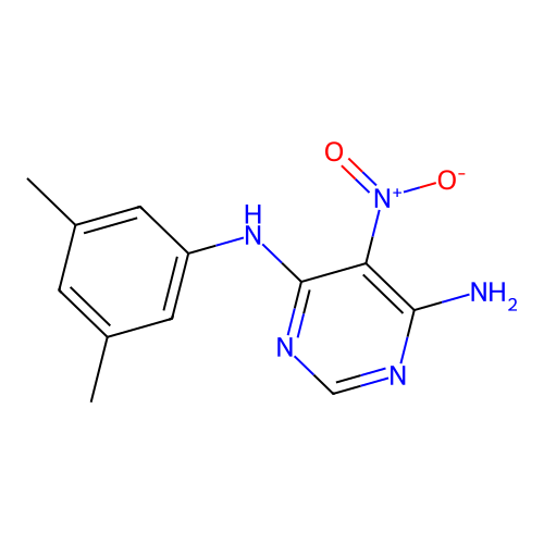 N-(3,5-dimethylphenyl)-5-nitropyrimidine-4,6-diamine structure