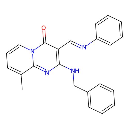 3-(anilinomethylidene)-2-benzylimino-9-methylpyrido[1,2-a]pyrimidin-4-one structure